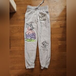Jan - Tom and Jerry Gray Joggers with Colorful Print